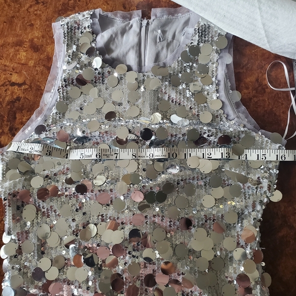 Petal & Pup Silver Sequin Midi Dress - Picture 9 of 14